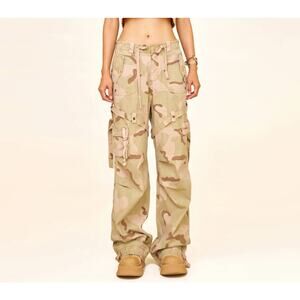 SMFK Wildworld Desert Camouflage Pararooper Pants - Green Brown Camo, Size S